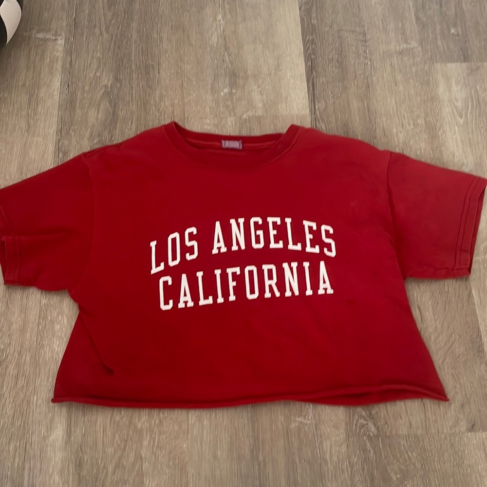 I am selling a red los angeles california crop top!